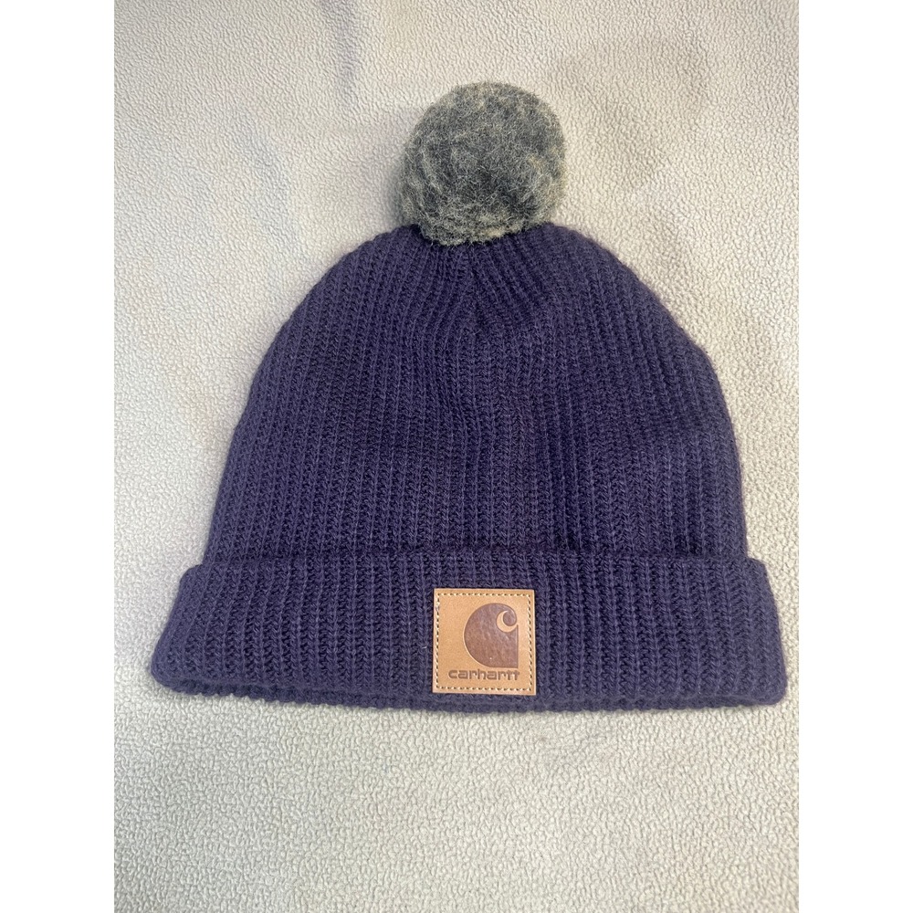 Carhartt Purple Fleece Lined Pom Beanie Hat 104401 V22 One Size Mens Womens